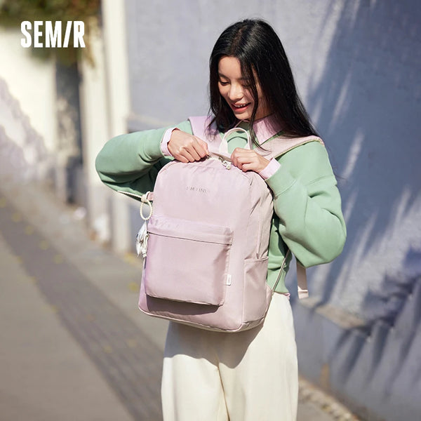 Semir Backpack Men 2025 New Campus Student Bag Large Capacity Laptop Compartment Color Block Design Outdoor Travel Rucksack