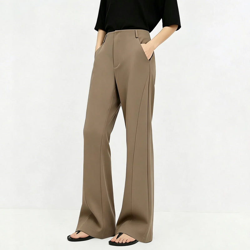 Amii Women's Flare Pants 2026 Autumn New Casual Stretch Office Trousers Long Length Comfy Twill Straight Pants Women 12613010