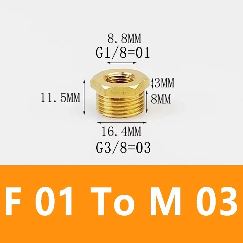 Brass Hex Bushing Reducer Pipe Fitting F To M Threaded 1/8 1/4 3/8 1/2 3/4 Reducing Copper Water Gas Adapter Coupler Connector