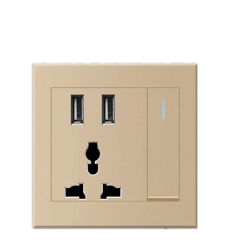 Depoguye Universal USB wall socket with light switch, 2.1A dual USB phone charging port, switch control socket  AC110V -250V