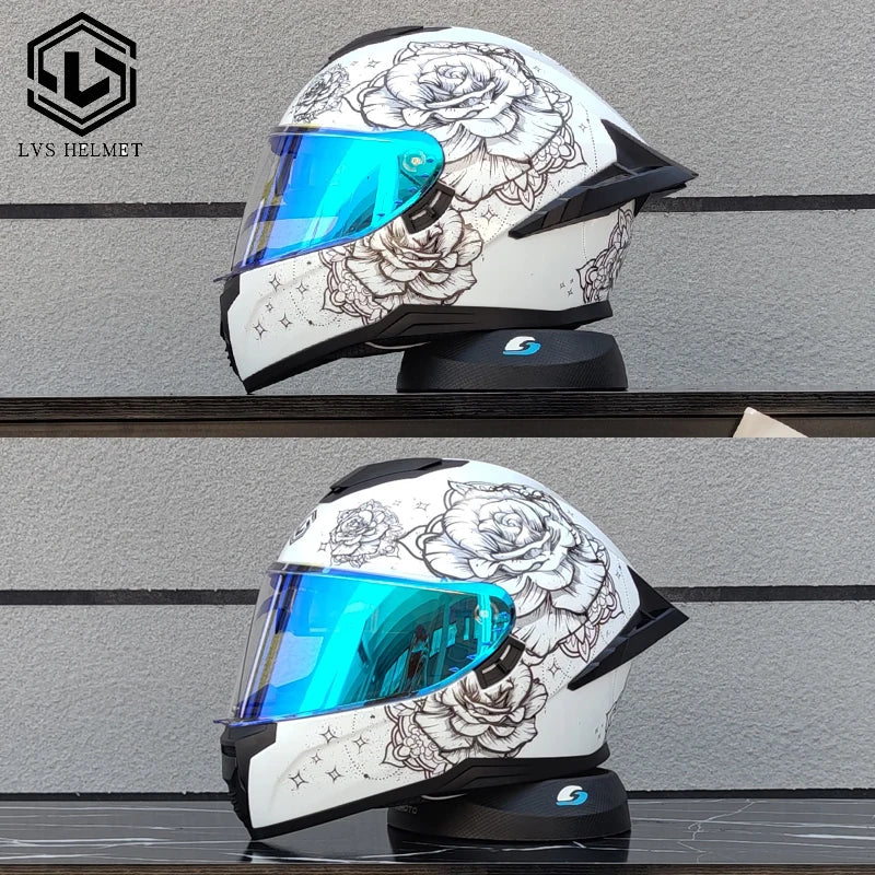 Motorcycle helmet, men's and women's dual mirror full face helmet, motorcycle sports car, all season full face helmet LVS-703