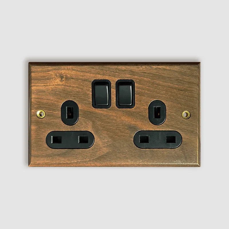 DepoGuye High quality retro American light switch socket, pure wood brass toggle switch plate, home &bed wall light switch