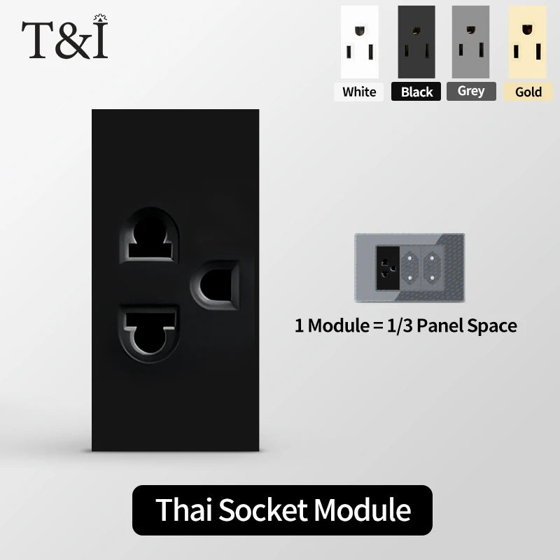 បន្ទះជញ្ជាំងម៉ូឌុលកញ្ចក់ T&I Tempered – ការរចនា DIY ទំហំ 2x4 អ៊ីញ ជាមួយរន្ធដោតឌុយប្លេត NEMA 5-15R និងម៉ូឌុលរន្ធដោត US/EU/អ៊ីតាលី/ឈីលី