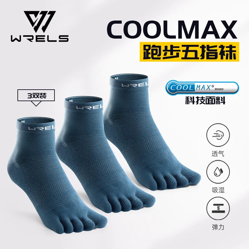 WRELS 1/3pair Toe Sock Coolmax Five Finger Running Riding Cycling Basketball Sport Moisture Wicking Sock Quick Dry Sports Socks