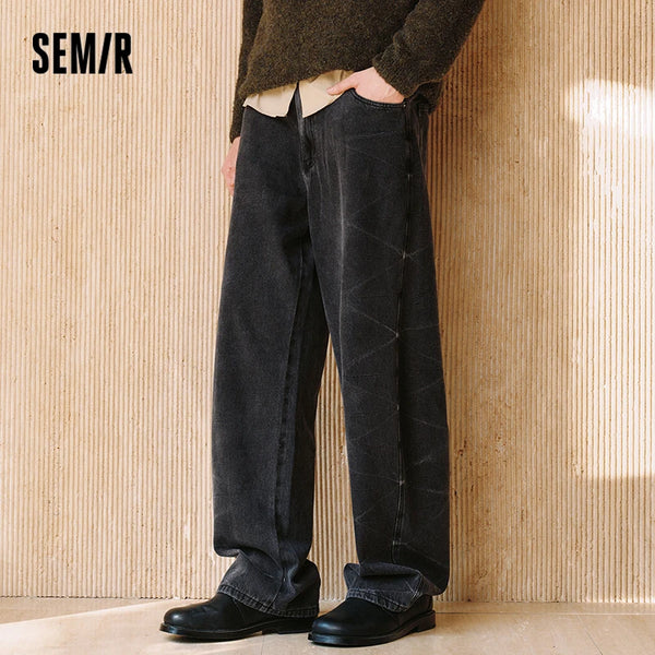 ខោខូវប៊យបុរស Semir រលុង ជើងកោង បែប Retro លាងសម្អាត ខោ Denim រដូវស្លឹកឈើជ្រុះ រចនាប័ទ្មទីក្រុង ស្លៀកប្រចាំថ្ងៃ 2026