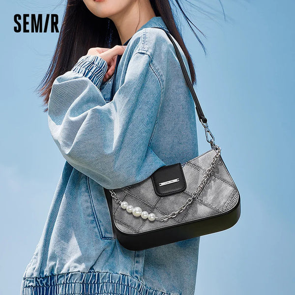 Semir Bag Women Underarm Bag High-End Fashion Diamond Pattern Stylish Shoulder Bag Elegant Womens Bag 2025 New Design