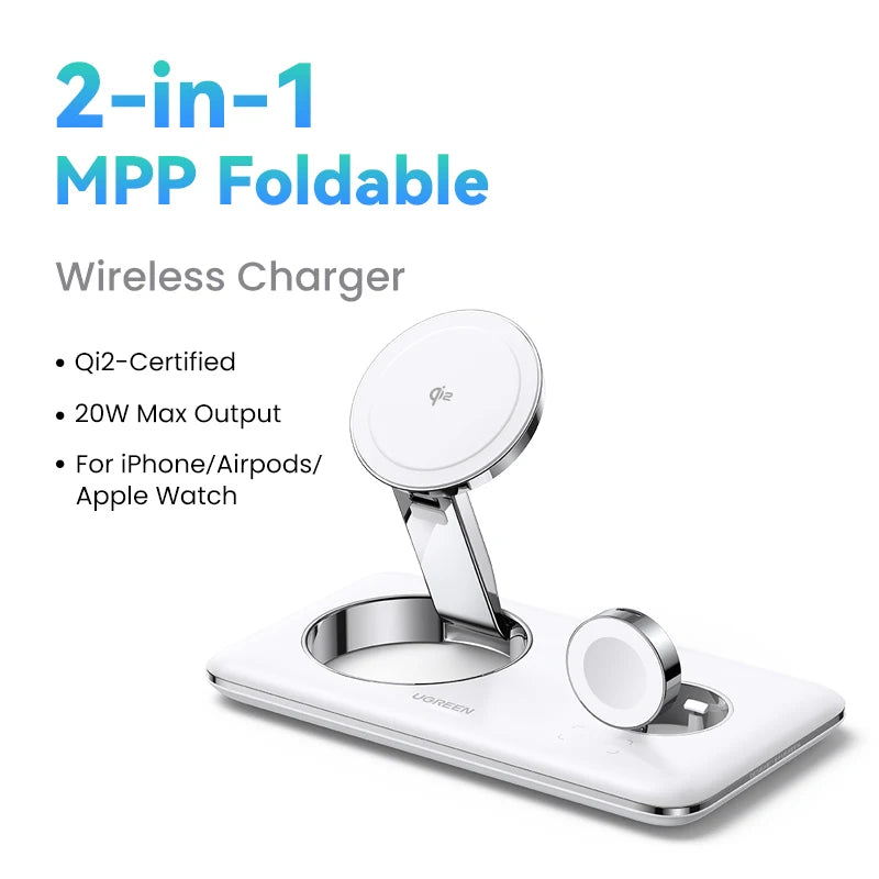 【Big Sale】UGREEN MFi for Magsafe 20W Wireless Charger Stand 15W 2-in-1 Charging Station For iPhone 15 14 Pro Max For AirPods