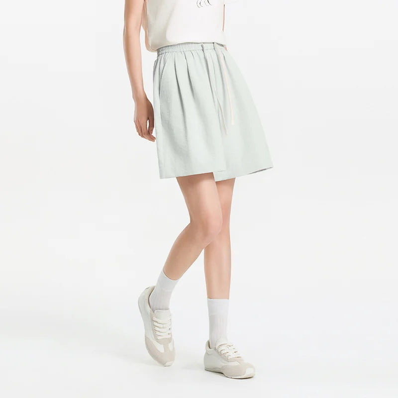 Semir Womens Shorts 2026 Pleated Texture Draped Elastic Waist A Line Loose Casual Style