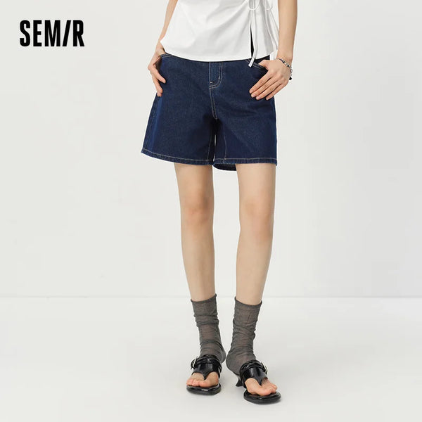 ខោ Semir សម្រាប់នារី ខោ Denim ត្រជាក់ មានអារម្មណ៍ប្រឆាំងនឹងបាក់តេរី រចនាបទ Vintage រាងអក្សរ A ជើងត្រង់ អាវធម្មតាសម្រាប់រដូវក្តៅ ឆ្នាំ២០២៦