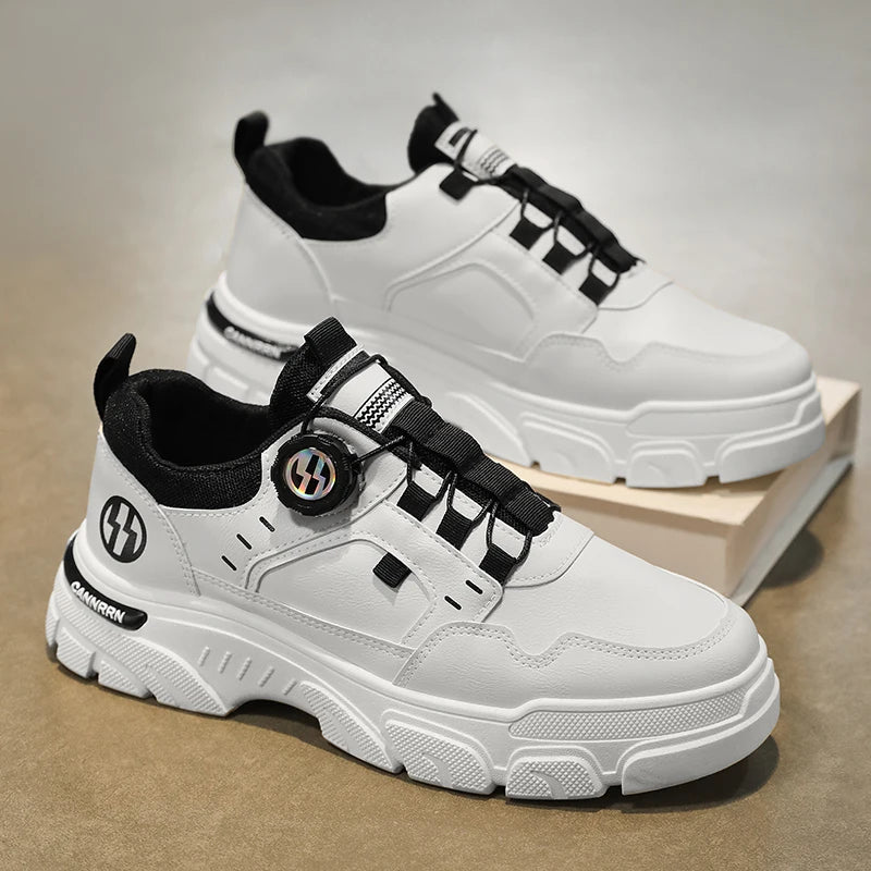 Men's boots autumn and winter rotating shoelaces fashion casual boots youth outdoor boots anti slip soft sole workwear boots