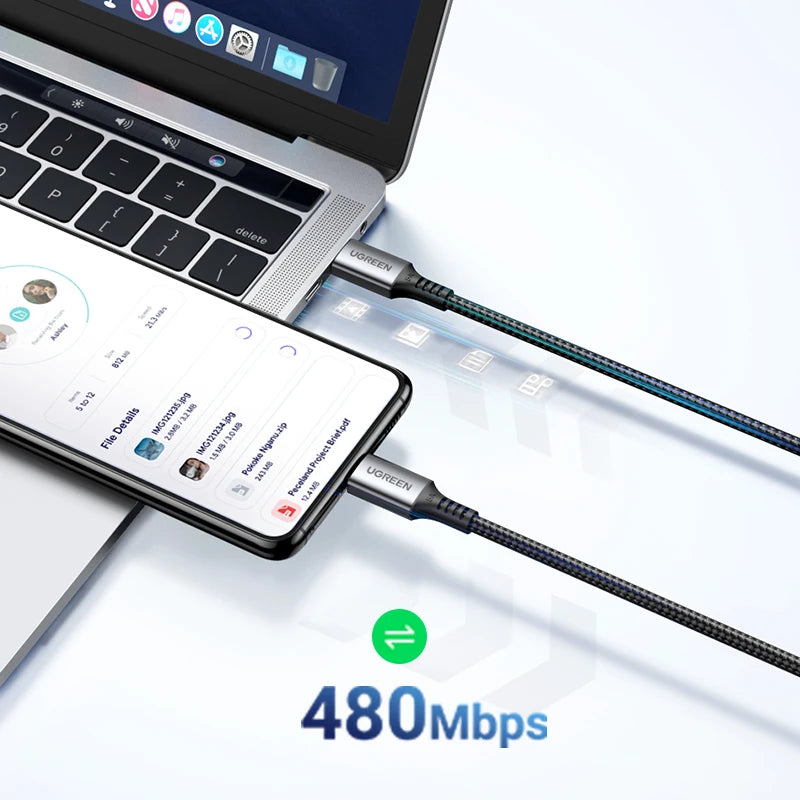UGREEN 100W USB C to USB Type C Cable For iPhone 17 16 15 MacBook Samsung S25 S24 QC4.0 Fast Charging USB C Cable Charger USB 5A