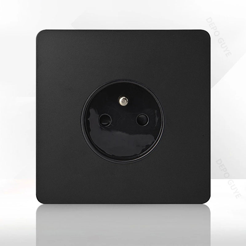 Retro Light Switch Lever Wall Power ON OFF Socket Panel,EU RU FR Black Stainless Steel Dual Usb Outlet  1-4Gang 1/2Way Switch