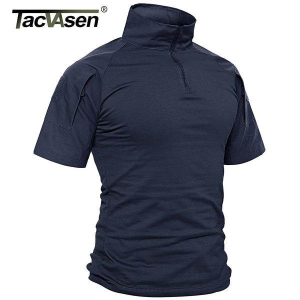 TACVASEN Men's Short Sleeve T-Shirts With Zipper Pockets Mens Summer Solid T Shirts Safari Tee Shirts Breathable Work Clothing