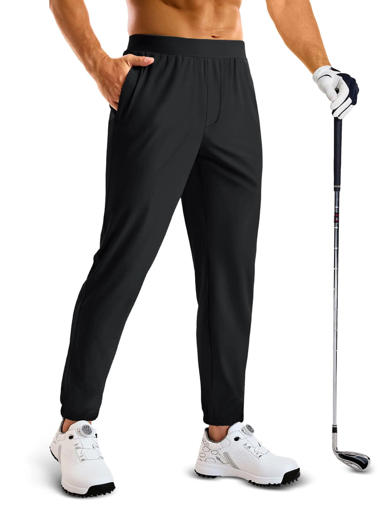 TACVASEN Golf Pants Men's Stretch Joggers with Zipper Pockets Breathable Lightweight Pants Work Casual Slack for Men Running