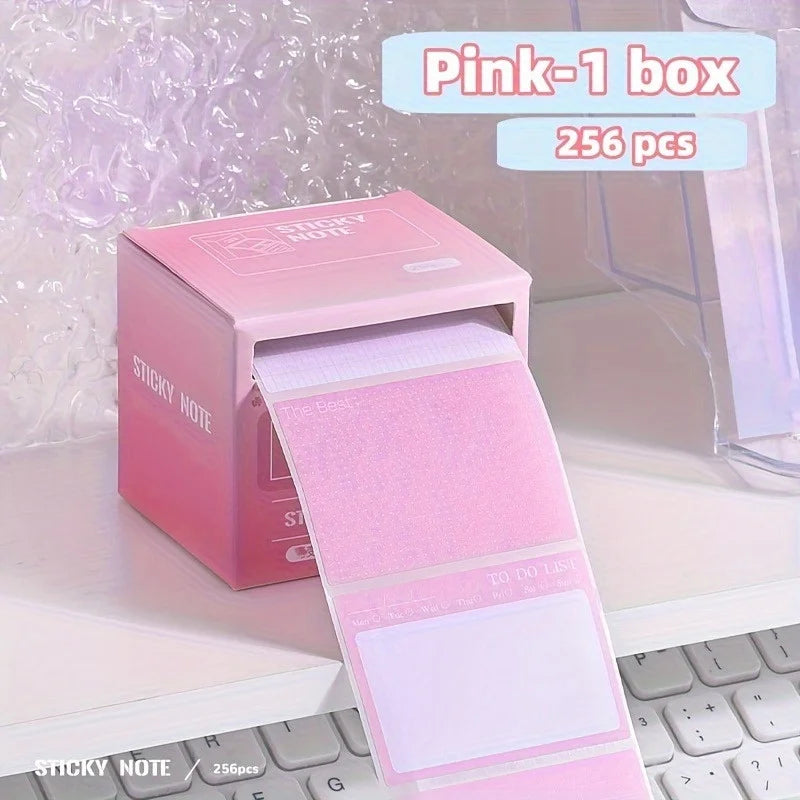 256pcs/Box Pull-out Sticky Notes | Full Adhesive Tear-off Stickers in 8 Formats, Perfect for Office, Students Student Stationery