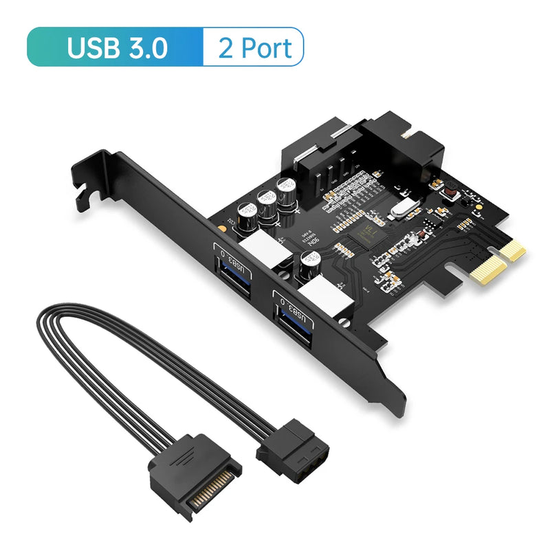 ORICO SuperSpeed 7 Port USB 3.0 PCI-E Express Card with a 15pin SATA Power Connector PCIE Adapt