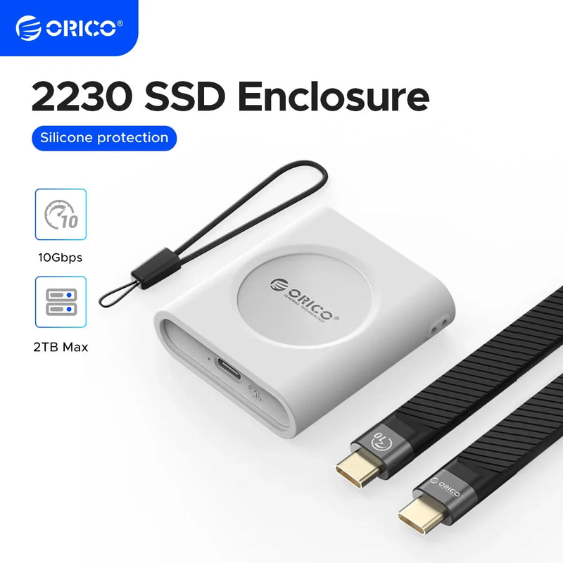 ORICO M.2 2230 NVMe SSD Enclosure USB3.2 Type C 10Gbps  Aluminum External with Silicone Protection for iPhone 15 Samsung WD SN75