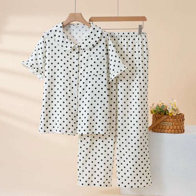 2Pcs/Set Summer Women's Pajamas Sleepwear Loungewear Suit Short Sleeve Top Comfort for Homewear New Casual Soft Pajamas Set