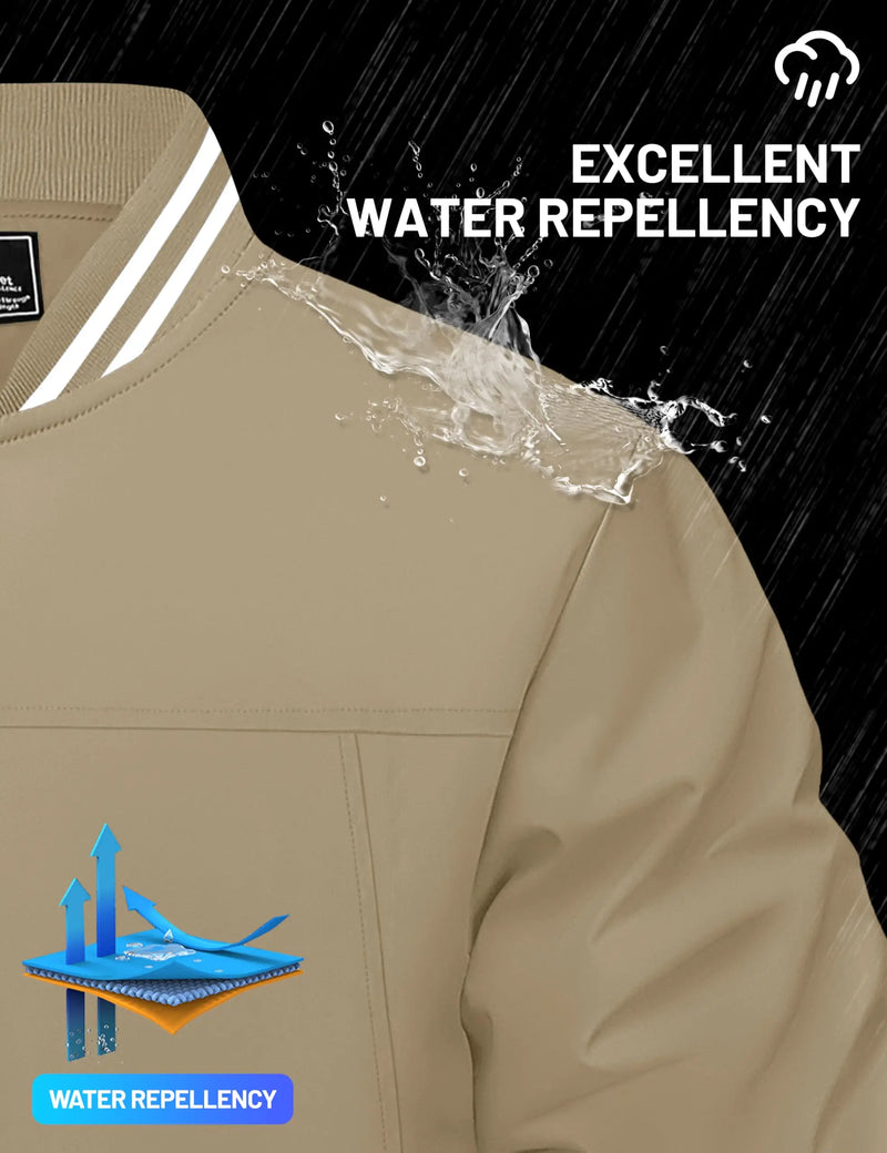 TACVASEN Mens Lightweight Waterproof Bike Jackets Windproof Warm Outdoor Jackets Spring Fall Zip Up Coat With Pockets