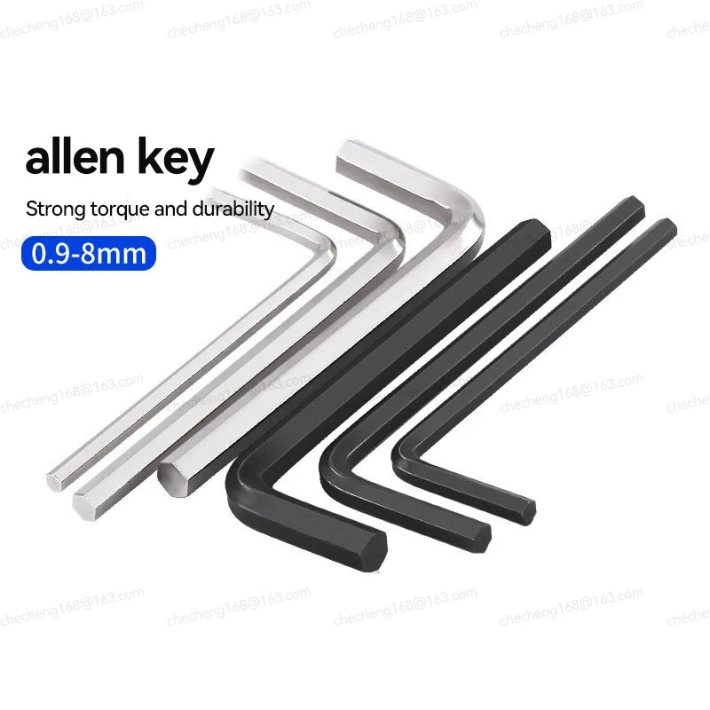 1~10Pcs Hex Wrench 0.9/1.27/1.5/2/2.5/3/4/5/6/8mm Silver/Black Mini L Shaped Hexagon Allen Key Set Bicycle L Handle Wrench