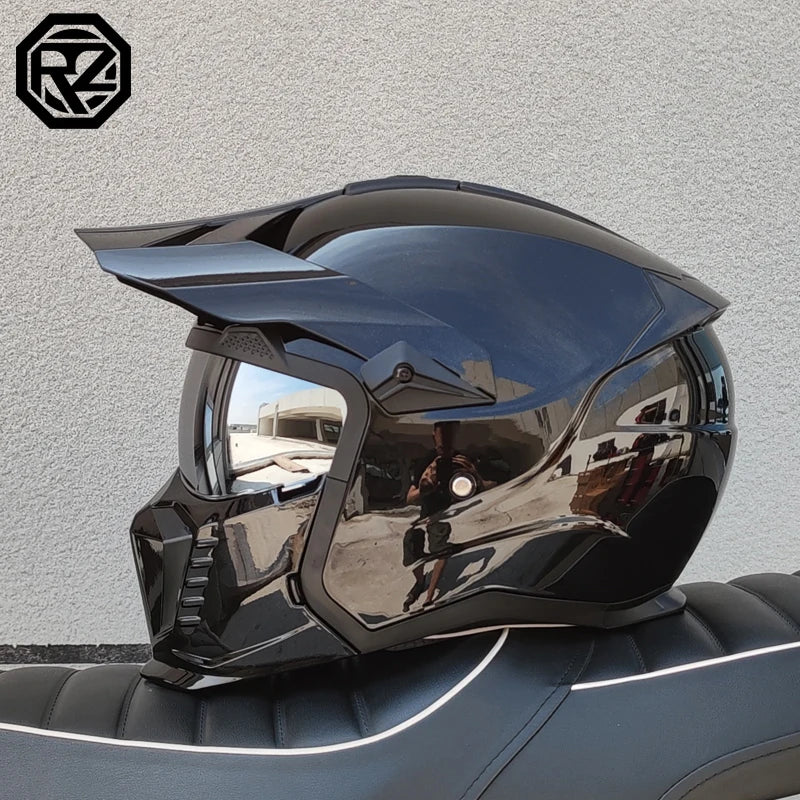 ORZ modular multifunctional combination motorcycle helmet Black Warrior retro style full face helmet DOT personalized helmet
