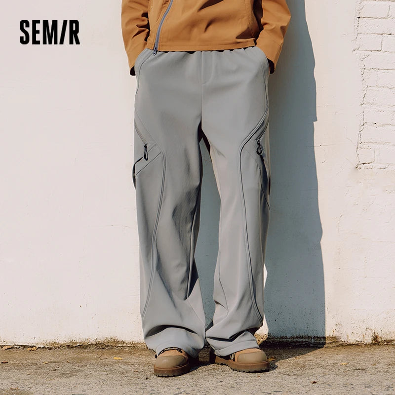 Semir Panel Jogger Pants Fleece Lined Men 2025 Winter Loose Fit Sporty Casual Outdoor Warm Comfortable Long Bottoms