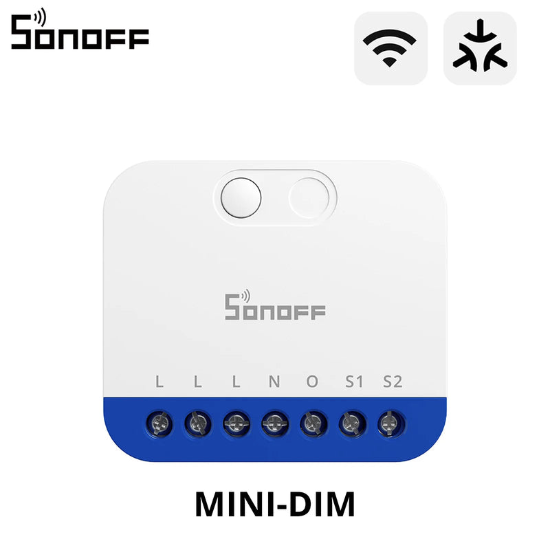 SONOFF MINI-DIM Extreme Matter Over Wi-Fi Smart Dimmer Switch Flicker-Free Dimming Wide Lighting Compatibility Power Monitoring