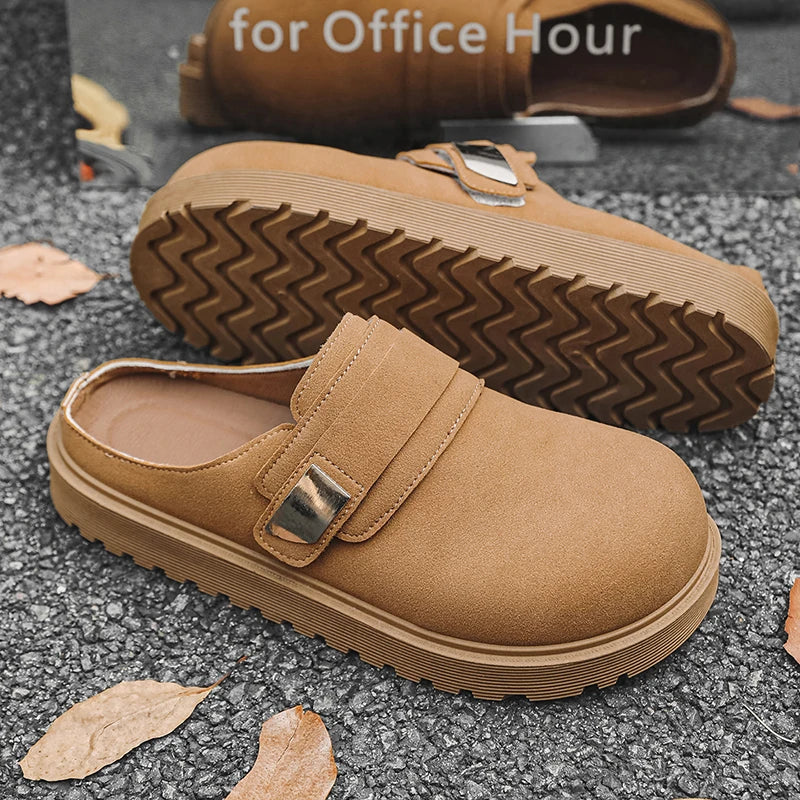 Men's casual Mule slippers summer breathable lightweight soft sole outdoor walking shoes slip on slides comfort fashion slippers