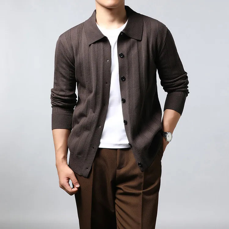 Men's Lightweight Knitted Cardigan – Breathable Business Casual Open Front Sweater, Soft Everyday Essential