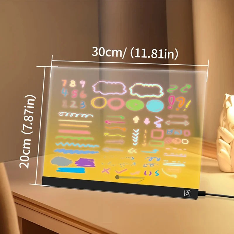 LED Drawing Board 7 Colors Light Acrylic Dry Erase Led Note Board for Room/Store/Office Ideal Gift for Birthday Festival