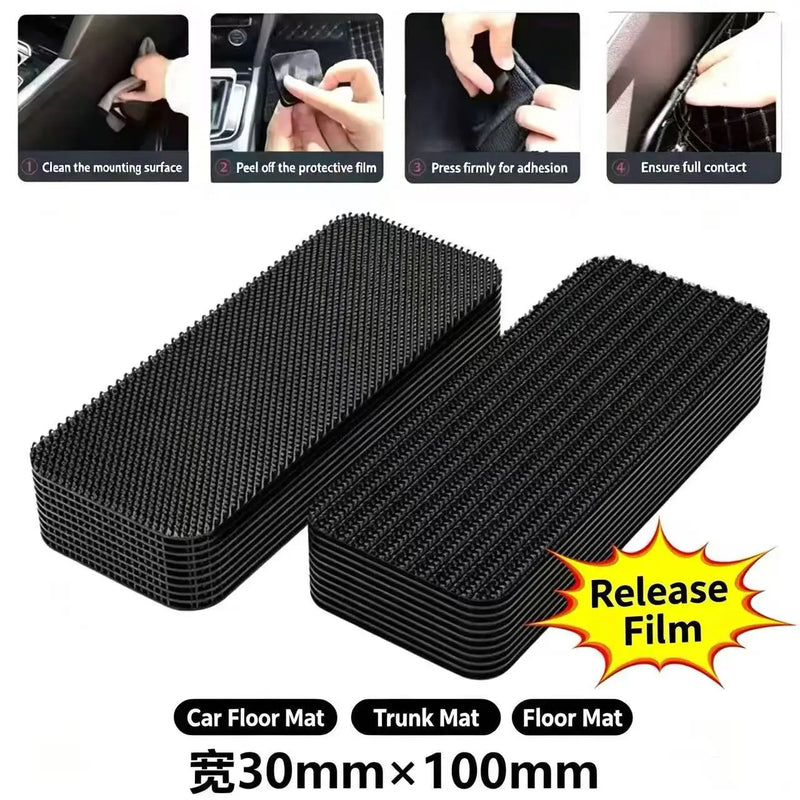 Double-Sided Adhesive Velcro Car Floor Mat Invisible Fixed Sticker Anti-Slip High Temperature Resistant Auto Interior Accessory