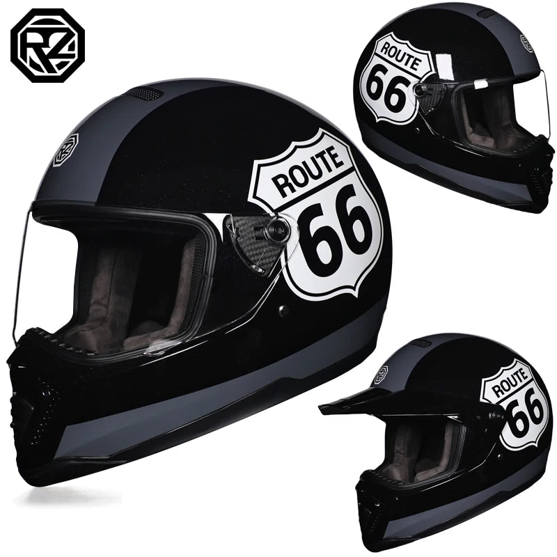 2024 new ORZ retro motorcycle helmet, American cruise full helmet, motorcycle with free brim