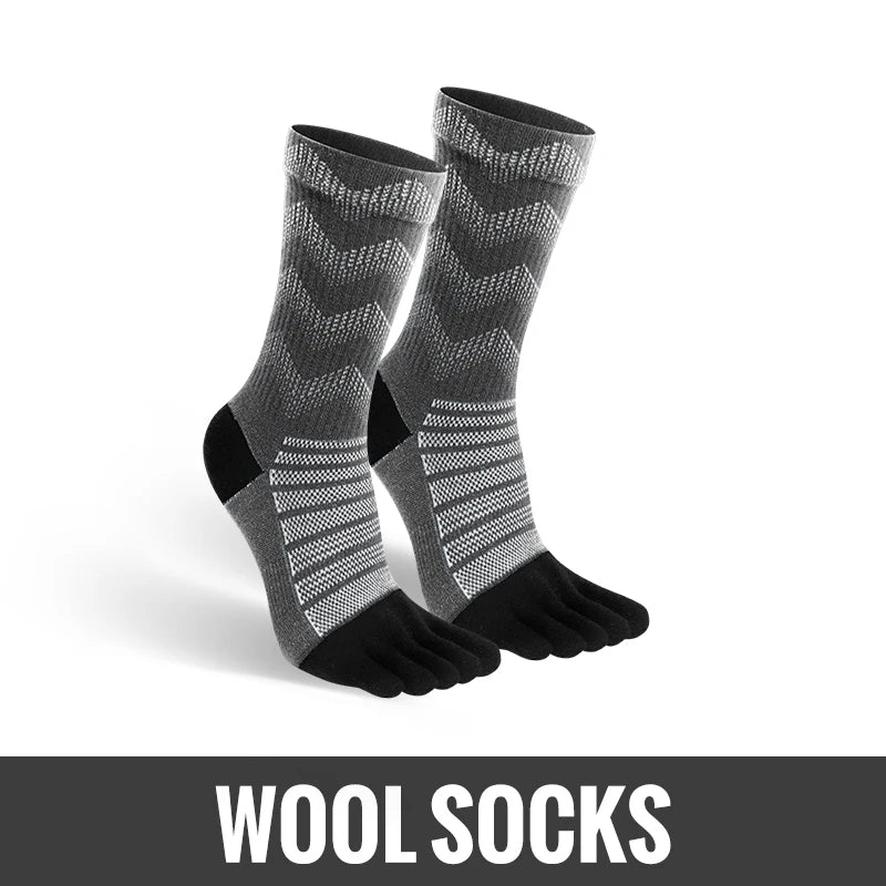 WRELS Merino Wool Thermal Socks for Men Moisture Wicking Thicken Warm Ski Hiking Cushioning Compression Sports Toe Socks