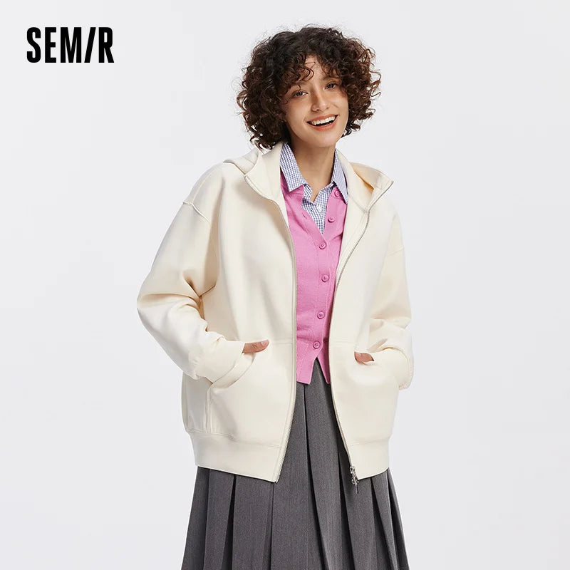 Semir Women Jacket Solid Hooded Loose Soft Casual Style Everyday Lightweight Autumn Outerwear Clean Easy Layer 2026
