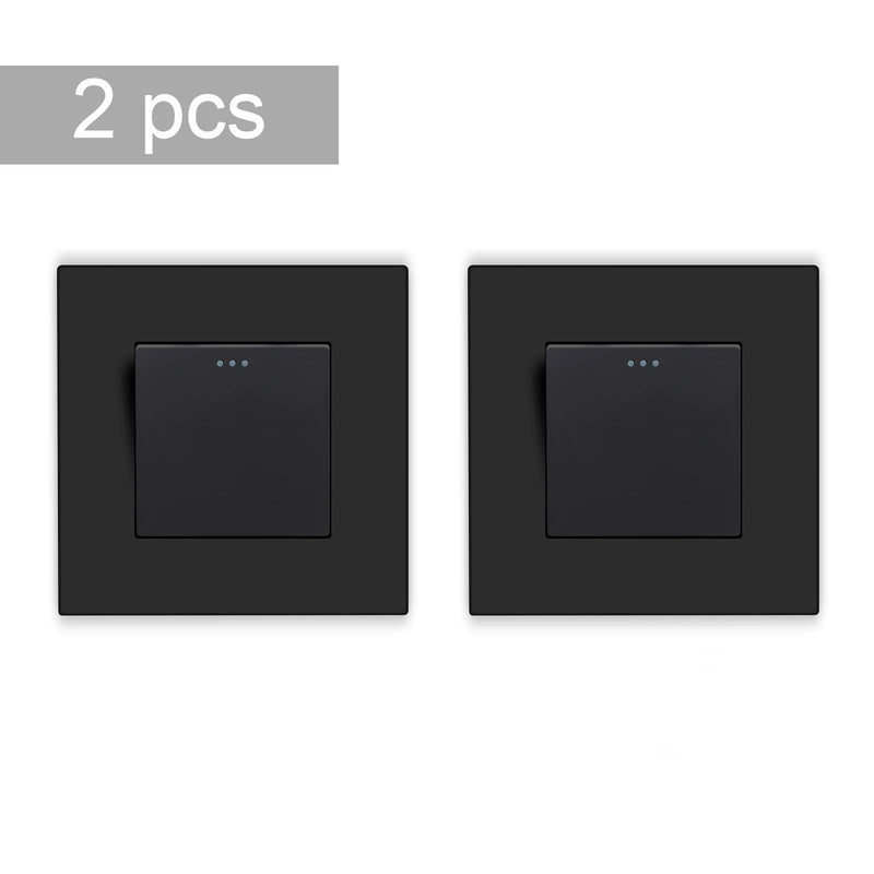 BSEED 2Packs Button Light Switch 1/2/3Gang 2Way Wall Light Switch Plastic Frame Switch On Off For Stairs 10A 250V