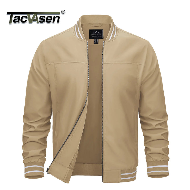 TACVASEN Mens Lightweight Waterproof Bike Jackets Windproof Warm Outdoor Jackets Spring Fall Zip Up Coat With Pockets