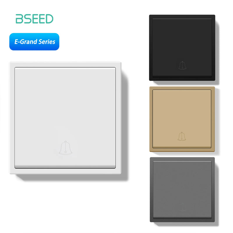 BSEED E Series Mechanical Push Button Switch Doorbell Switch Automatic Rebound Switch for Door Plastic Frame 10A 220V