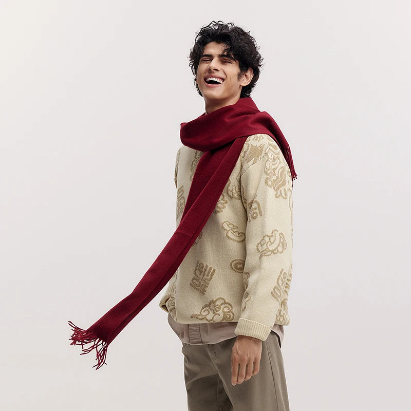 Semir Fashion Sweater Men Spring Kirin Jacquard Loose Casual Couple Knit Top Comfortable Daily Wear Stylish Basic Tee