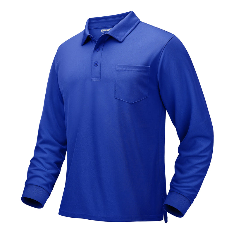 TACVASEN Mens Work Polo Shirts Chest Pocket Casual Polo Shirt Lightweight Breathable Performance Outdoor Golf Polo Tee Tops