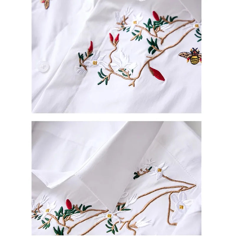 2026 New Men's Black Embroidered Long Sleeve Shirt, Black Single Breasted Lapel Casual Shirts, Asian Size M-6XL