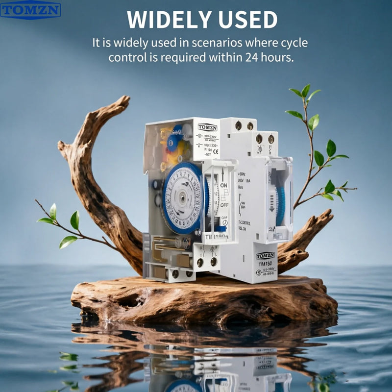 Programmable Relay24-Hour Mechanical Timer Switch 110V–220V 16A DIN Rail Battery-Free for Pump / Motor / Oxygenerator