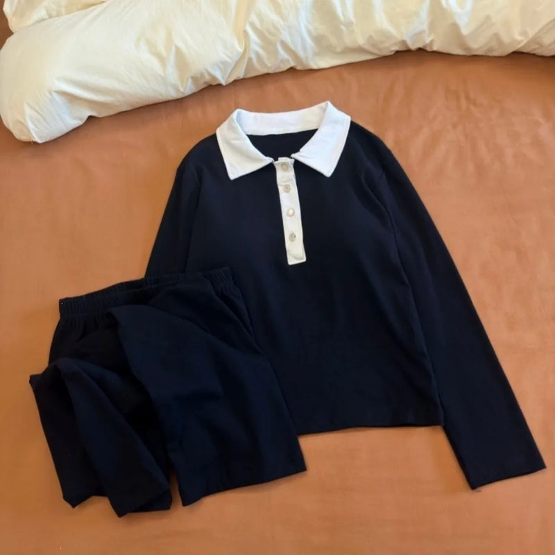 Long Sleeve Tops with Pants Pajamas Nightwear for Woman 2 Pieces Home Wear Clothes for Ladies Sleepwear Suit Loungewear Pyjama