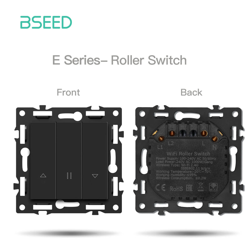 BSEED 1/2/3/4Gang WIFI Click Button Switch Part Plastic Frame Smart Curtain Switch Function Part EU Smart Socket DIY Combination