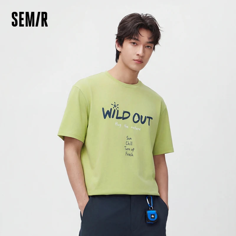 Semir Men Tshirt Color Block Letter Knit Outdoor Sport UV Protection Antibacterial 2026 Summer Casual Top