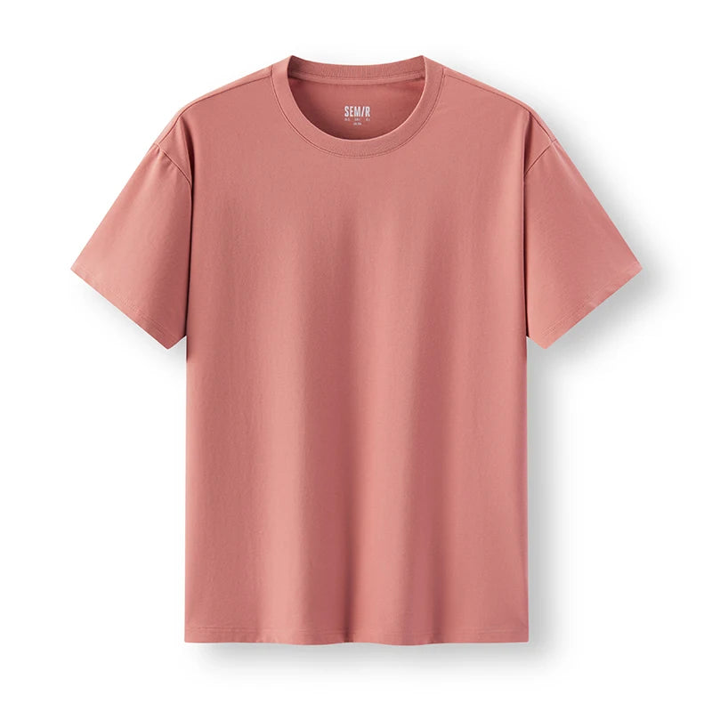 Semir Men T shirt Solid Color Crew Neck Knit Comfortable Versatile Casual Top 2026 Summer Simple Daily Clothes