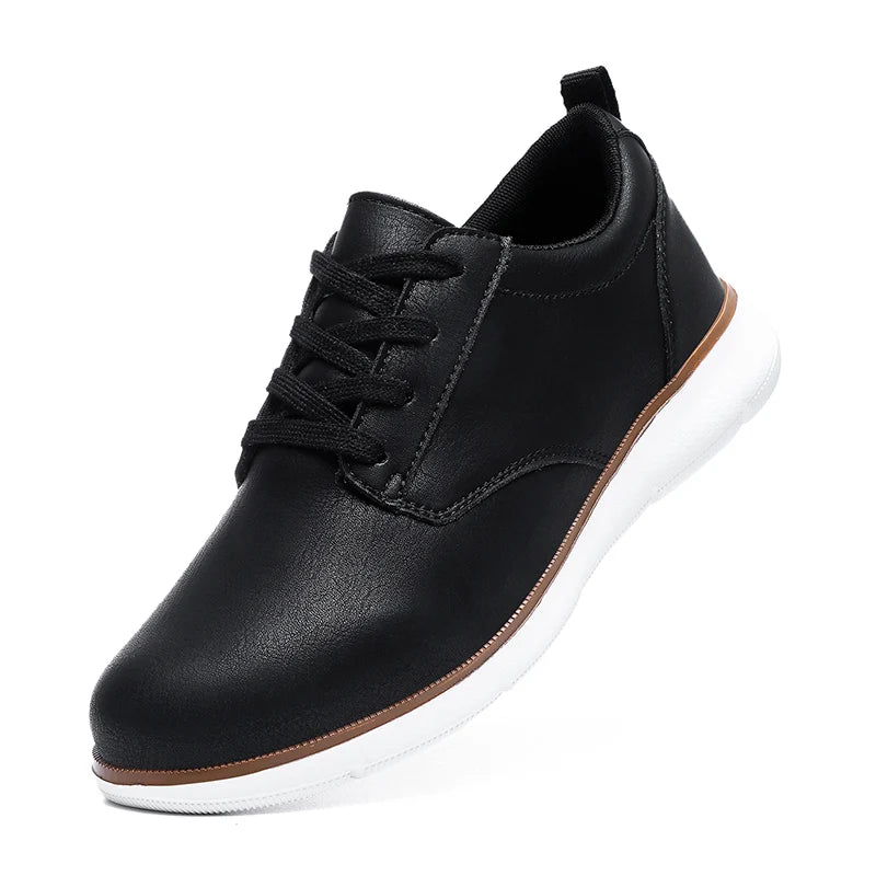 Mens Walking Shoes Fashion Leather Retro Casual Shoes Flat Plus Size Comfortable Outdoor Sports Lace-up Trendy Sneakers for Man