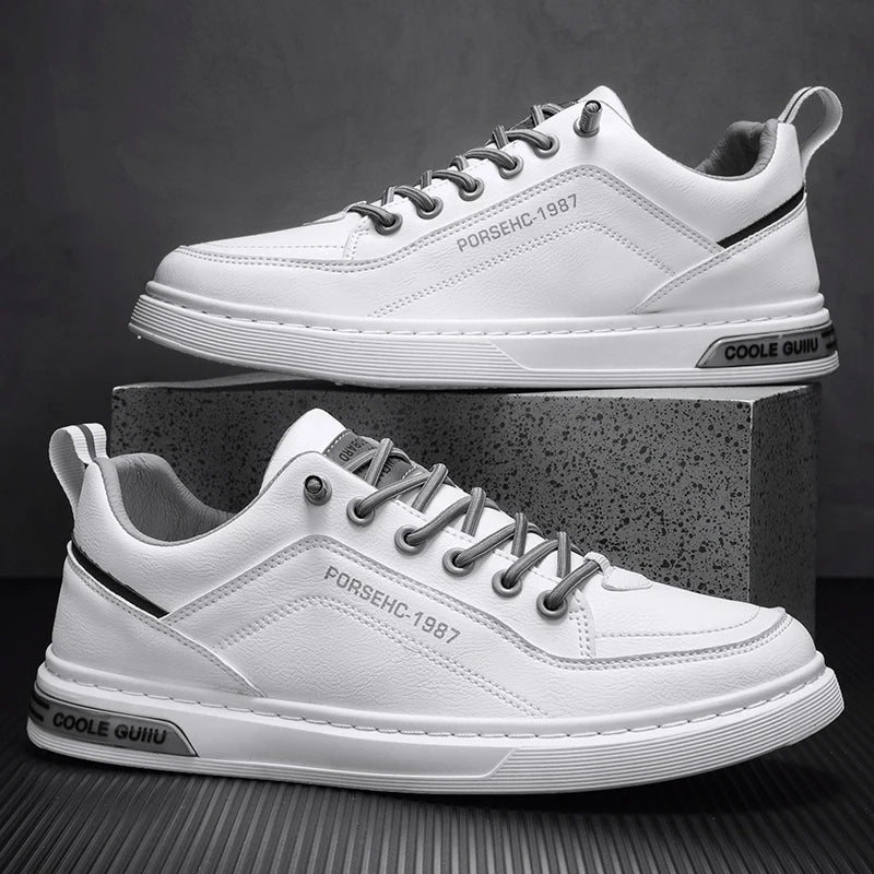 Men's Slip On Casual Shoes Four Seasons New Breathable Lightweight Soft-Sole Outdoor Flat Walking Shoes Student White Board Shoe
