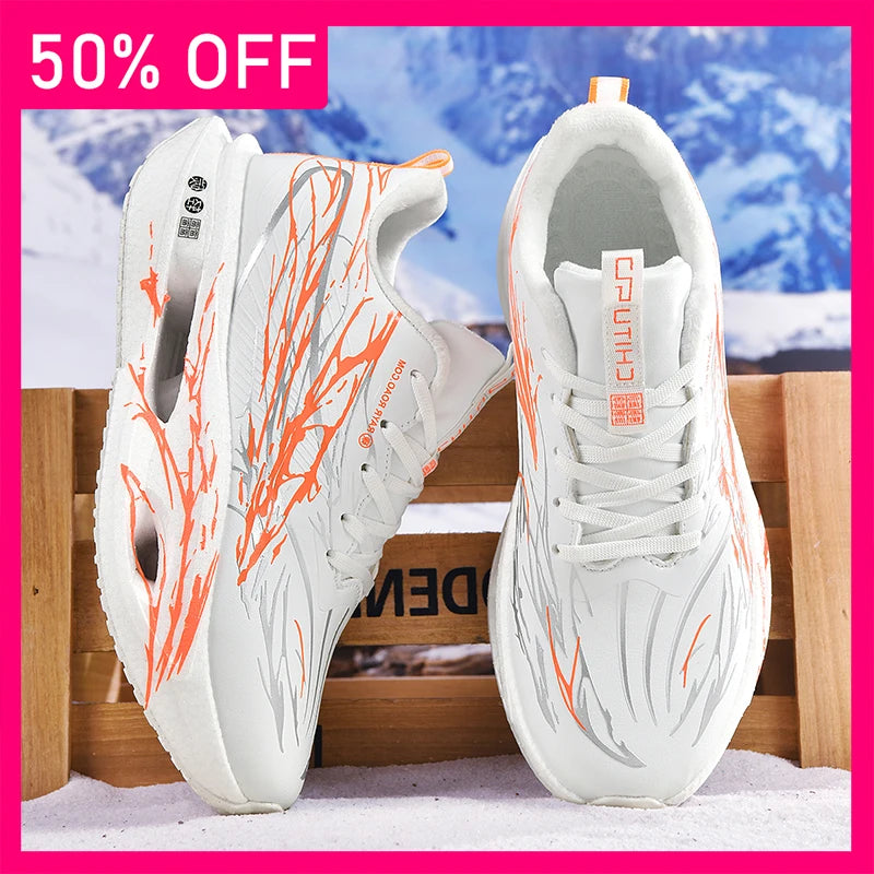 Unisex Sports Shoes Hollow Soft Sole Anti Slip Road Professional Training Shoes New Short Plush Comfortable Winter Running Shoes