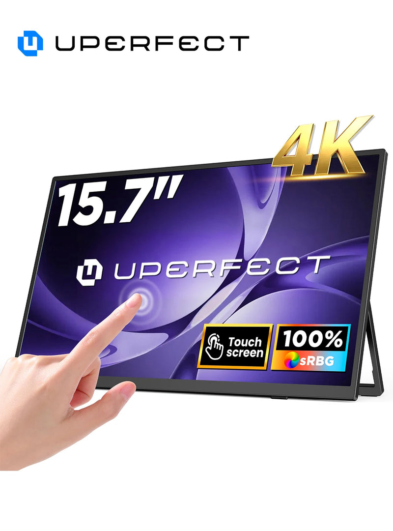 UPERFECT 4K UHD Portable Monitor 15.6” Touchscreen W/ LS Stand VESA Touch Ultra-Wide Frameless Laptop Mac PC Gaming IPS Display