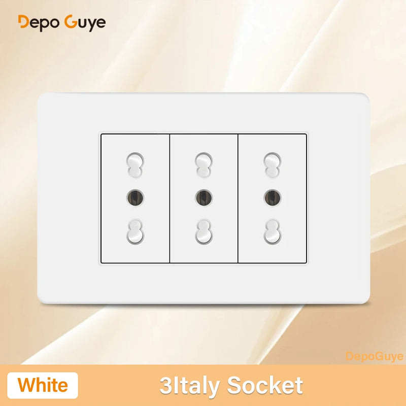 Italy Chile Mexico USB Smart Type-c 20W Fast Charging Wall Outlet plug,Brazil Electric Light Switch Panel Universal usb c Socket